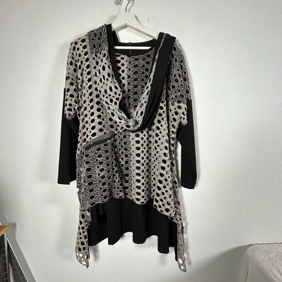 IC By Connie K Womens Tunic Top XL Textured Knit Layered Asymmetrical Lagenlook - Picture 1 of 7